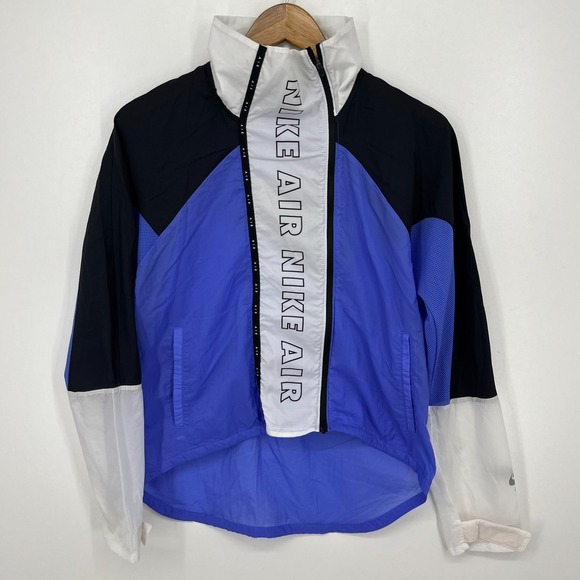 Nike Air Windbreaker Jacket Women's S Blue Full Zip Lightweight Logo - Picture 1 of 12